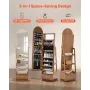 360° Swivel Jewelry Cabinet, 1655 mm Tall, Full-Length Mirror with Storage, Standing Rotatable Jewelry Armoire Organizer, Lockab