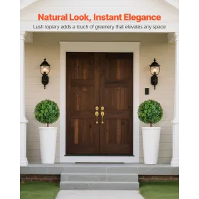 VEVOR Artificial Topiary Boxwood Trees with Ground Spike, 2 Set 686mm Faux Shrubs & Bushes Potted Plants, Fake Silk Tree Look Re