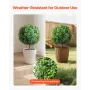 Artificial Topiary Boxwood Trees with Ground Spike, 2 Set 686mm Faux Shrubs & Bushes Potted Plants, Fake Silk Tree Look Re