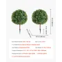 Artificial Topiary Boxwood Trees with Ground Spike, 2 Set 686mm Faux Shrubs & Bushes Potted Plants, Fake Silk Tree Look Re