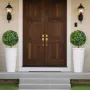 VEVOR Artificial Topiary Boxwood Trees with Ground Spike, 2 Set 686mm Faux Shrubs & Bushes Potted Plants, Fake Silk Tree Look Re