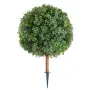 Artificial Topiary Boxwood Trees with Ground Spike, 2 Set 686mm Faux Shrubs & Bushes Potted Plants, Fake Silk Tree Look Re