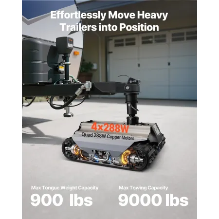 VEVOR Electric Trailer Mover, 4082 kg Maks. trækkapacitet, fjernstyret trailerflytter med 100 m trådløs rækkevidde, motoriseret