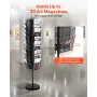 VEVOR Roterende Brochure Display Stativ, 30 Lommer Mesh Magazine Litteratur Display Stand, Bærbar Gulvstående Magasin Stativ,
