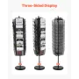 Rotating Brochure Display Rack, 30 Pockets Mesh Magazine Literature Display Stand, Portable Floor Standing Magazine Rack, Metal 