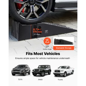 VEVOR Car Ramps, 2 PCS 7257 kg GVW Capacity, 170 mm Lift Height, Portable High Profile Car Service Ramps for Home Garage Mainten
