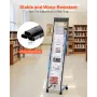 Brochure Display Rack, Narrow 6-Tier Magazine Literature Display Stand with Wheels, Metal Floor Standing Magazine Rack, Movable 