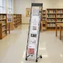 VEVOR Brochure Display Rack, Narrow 6-Tier Magazine Literature Display Stand with Wheels, Metal Floor Standing Magazine Rack, Mo