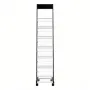 Brochure Display Rack, Narrow 6-Tier Magazine Literature Display Stand with Wheels, Metal Floor Standing Magazine Rack, Movable 