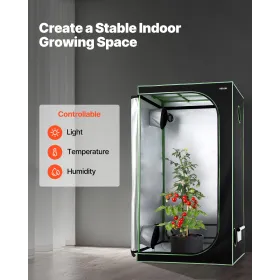 VEVOR indendørs væksttelt, 100 x 100 x 200 cm, 600D højreflekterende mylar, indendørs plantetelt med observationsvindue,