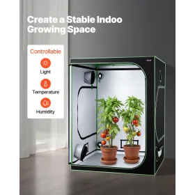 Indoor Grow Tent Kit, 150 x 150 x 200cm, Indoor Plant Tent with Full Spectrum LED Grow Light & Ventilation System, 600D High Ref