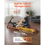 Water Rowing Machine, 6-Level Quiet Resistance, Wooden Foldable Rower Machine with 14L Water Tank & LCD Monitor, Bluetooth App C