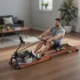 Water Rowing Machine, 6-Level Quiet Resistance, Wooden Foldable Rower Machine with 14L Water Tank & LCD Monitor, Bluetooth App C