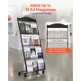 Brochure Display Rack, 4-Tier Magazine Literature Display Stand with Wheels, Movable Floor Standing Magazine Rack, Heavy Duty Ne