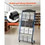 Brochure Display Rack, 4-Tier Magazine Literature Display Stand with Wheels, Movable Floor Standing Magazine Rack, Heavy Duty Ne