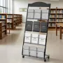 VEVOR Brochure Display Rack, 4-Tier Magazine Literature Display Stand with Wheels, Movable Floor Standing Magazine Rack, Heavy D