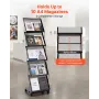 VEVOR Brochure Display Rack, Foldable 5 Pockets Magazine Literature Display Stand, Movable Floor Standing Magazine Rack with Whe
