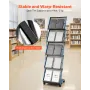 VEVOR Brochure Display Rack, Foldable 5 Pockets Magazine Literature Display Stand, Movable Floor Standing Magazine Rack with Whe