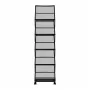Brochure Display Rack, Foldable 5 Pockets Magazine Literature Display Stand, Movable Floor Standing Magazine Rack with Wheels, M