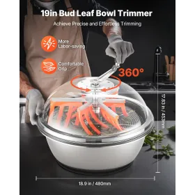 Bud Leaf Bowl Trimmer, 490 mm Manual Bud Trimmer, with Sharp Stainless Steel Blades, Visual Cutting, Wet & Dry Hydroponic Cuttin