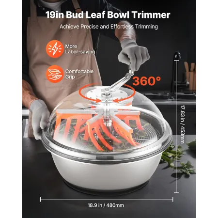 VEVOR Bud-bladskålstrimmer, 490 mm manuel knoptrimmer, med skarpe knive i rustfrit stål, visuel skæring, våd og tør hydroponisk