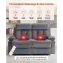 VEVOR Loveseat hvilesofa, power reclining sofa med varme og massage, Soft Velvet Elektrisk hvilesofa med USB porte,
