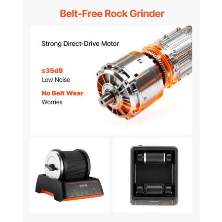 VEVOR Rock Tumbler Kit, Rock Polishing Kit, 4 Speed Settings 9-Day Polishing Timer Stone Polishing Kit, Rock Polisher with Rough