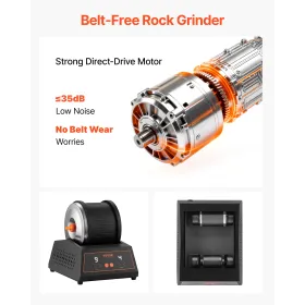 VEVOR Rock Tumbler Kit, Rock Polishing Kit, 4 hastighedsindstillinger 9-dages polering Timer Stone Polering Kit, Bæltefri Rock
