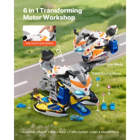 motorcykelmotorlegetøj, 25 stykker, motorcykelmekanikerlegetøj