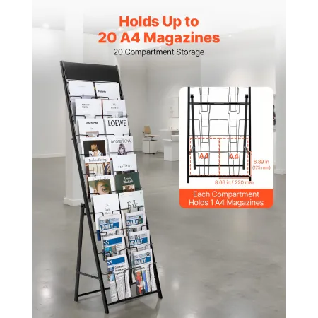 Brochure Display Stativ, 20 Lommers Magasin Litteratur Display