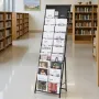 Brochure Display Rack, 20 Pockets Magazine Literature Display Stand, Portable Floor Standing Magazine Rack, Metal Newspaper Cata