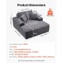 VEVOR Chaise Lounge Chair, 1240 mm Boneless Chaise Lounge Indoor, Modern Upholstered Oversized Reading Chair with Pillows & Armr