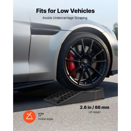 VEVOR Car Ramps, 2 PCS 9072 kg GVW Capacity, 66 mm Lift Height, Portable Low Profile Car Service Ramps for Home Garage Maintenan
