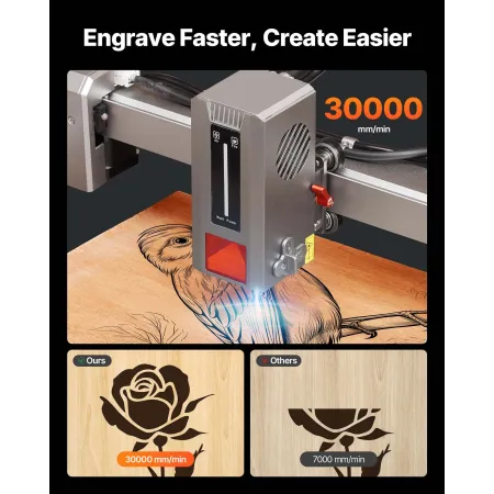Laser Engraver, 20W, Laser Engraving and Cutting Machine with Enclosure Camera, Laser Cutter, 400 x 400 mm Working Area, 30000 m