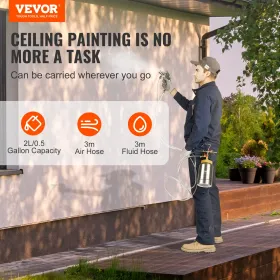 Spray Paint Pressure Pot Tank, 2L/0.5gal Lightweight Air Paint Pressure Pot, 1.8mm Nozzle Spray Paint Gun 3m Hoses for Home