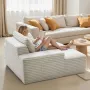VEVOR Chaise Lounge Chair, 1380 mm Boneless Chaise Lounge Indoor, Modern Upholstered Oversized Reading Chair with Throw Pillows 