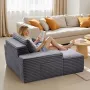 Chaise Lounge Chair, 1380 mm Boneless Chaise Lounge Indoor, Modern Upholstered Oversized Reading Chair with Throw Pillows & Armr