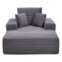Chaise Lounge Chair, 1380 mm Boneless Chaise Lounge Indoor, Modern Upholstered Oversized Reading Chair with Throw Pillows & Armr
