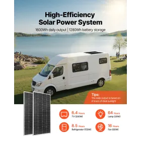 VEVOR 400W 12V Complete Solar Power Kit, 2PCS 200W Monocrystalline Solar Panels + 12.8V 100Ah LiFePO₄ Battery + 40A MPPT Charge 