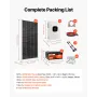 VEVOR 1200W 24V komplet solenergisæt, 6STK 200W monokrystallinske solpaneler + 25,6V 300Ah LiFePO₄-batteri + 24V 3600W Hybri