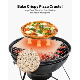 VEVOR Pizza Stone, 508 x 355 mm Rectangular Cordierite Pizza Stone, Extra Large Baking-Stone with Aluminum Peel, 15 mm Thick Hea