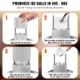 Ice Ball Press Kit, Aircraft Al Alloy Ice Press with Ice Block Mold, Large Mat, Tong, Drip Tray, One Glass, Round Ice Ball Maker