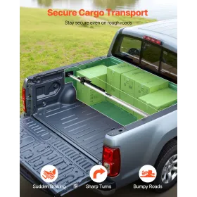 VEVOR Cargo Bar, Ratcheting Cargo Bar Adjustable from 1499mm to 1854mm, Heavy-duty Steel Cargos Stabilizer with Non-Slip Foot Pa