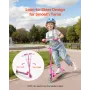 VEVOR Kick Scooter for Kids Ages 3+, 2-Wheel Toddler Scooter with Light-Up Wheels, Adjustable Height Handlebar, Wide Anti-Slip D