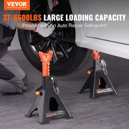 Jack Stands, 3 Ton (2,721.6 kg) Capacity Car Jack Stands Double Locking, 27.4 - 41.4 cm Adjustable Height, for lifting SUV, Pick