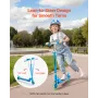 VEVOR Kick Scooter for Kids Ages 3+, 2-Wheel Toddler Scooter with Light-Up Wheels, Adjustable Height Handlebar, Wide Anti-Slip D