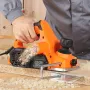 Electric Hand Planer, 82 mm Cut Width, 650W 16800 RPM Corded Power Handheld Planer for Wood, with Adjustable Cut Depth, 2 Blades