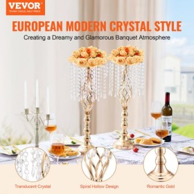 10PCS 55cm/21.65â€ Tall Crystal Wedding Flower Stand Vase for Party Decor