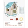 VEVOR Outdoor Playhouse, 5-In-1 Cottage Play House with Pretend Play, Basketball, Darts, Soccer, Ring Toss, Window & Convenient 
