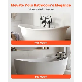 VEVOR Clawfoot Tub Faucet, Wall Mount Bathtub Faucets with Handheld Shower, Vintage Oil-Rubbed Bronze Clawfoot Tub Filler Faucet